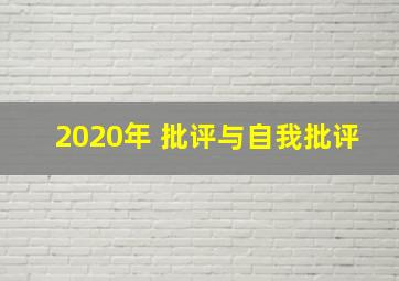 2020年 批评与自我批评